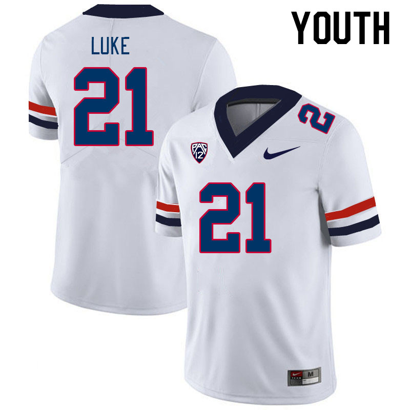 Youth #21 Rayshon Luke Arizona Wildcats College Football Jerseys Stitched-White - Click Image to Close
